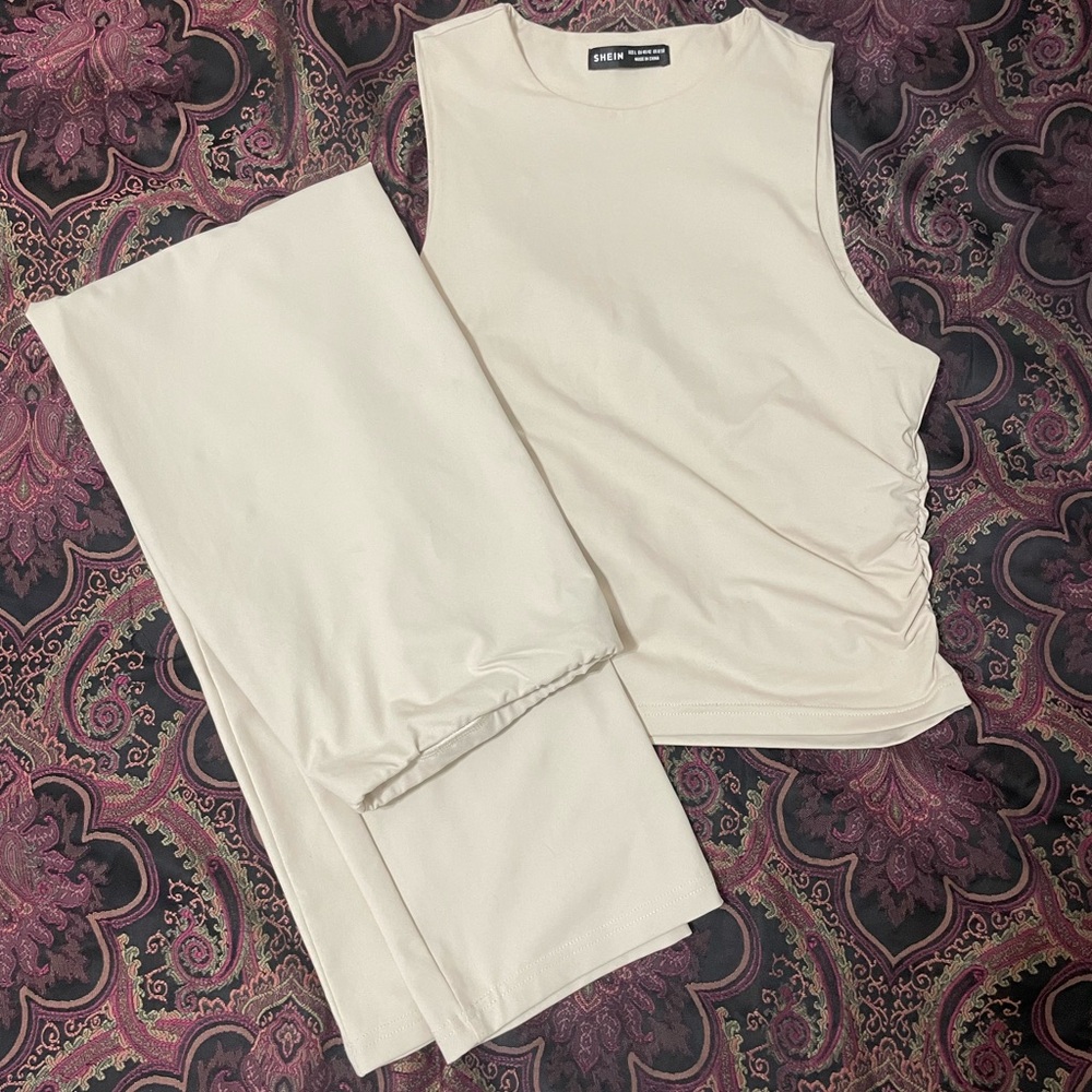Cream Two Piece Set (Maxi Skirt and Shirt)